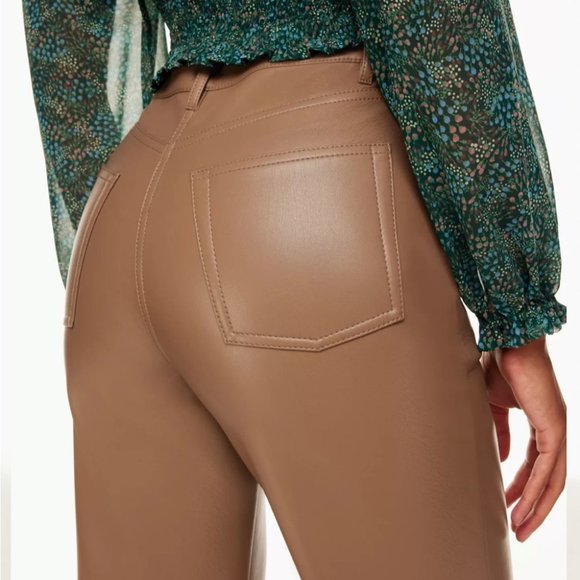 Aritzia Wilfred the Melina Vegan leather tan / camel pants size 6 - Picture 12 of 16